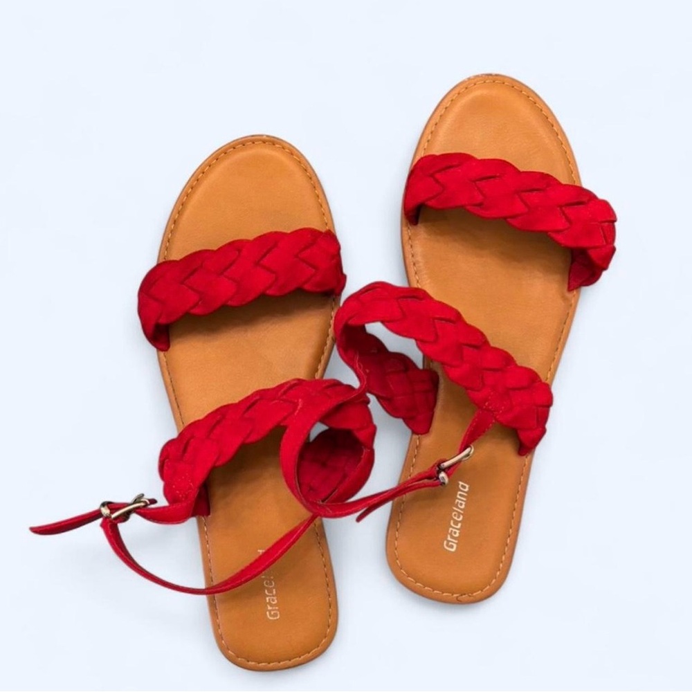 Graceland Red Braided Sandals for Women